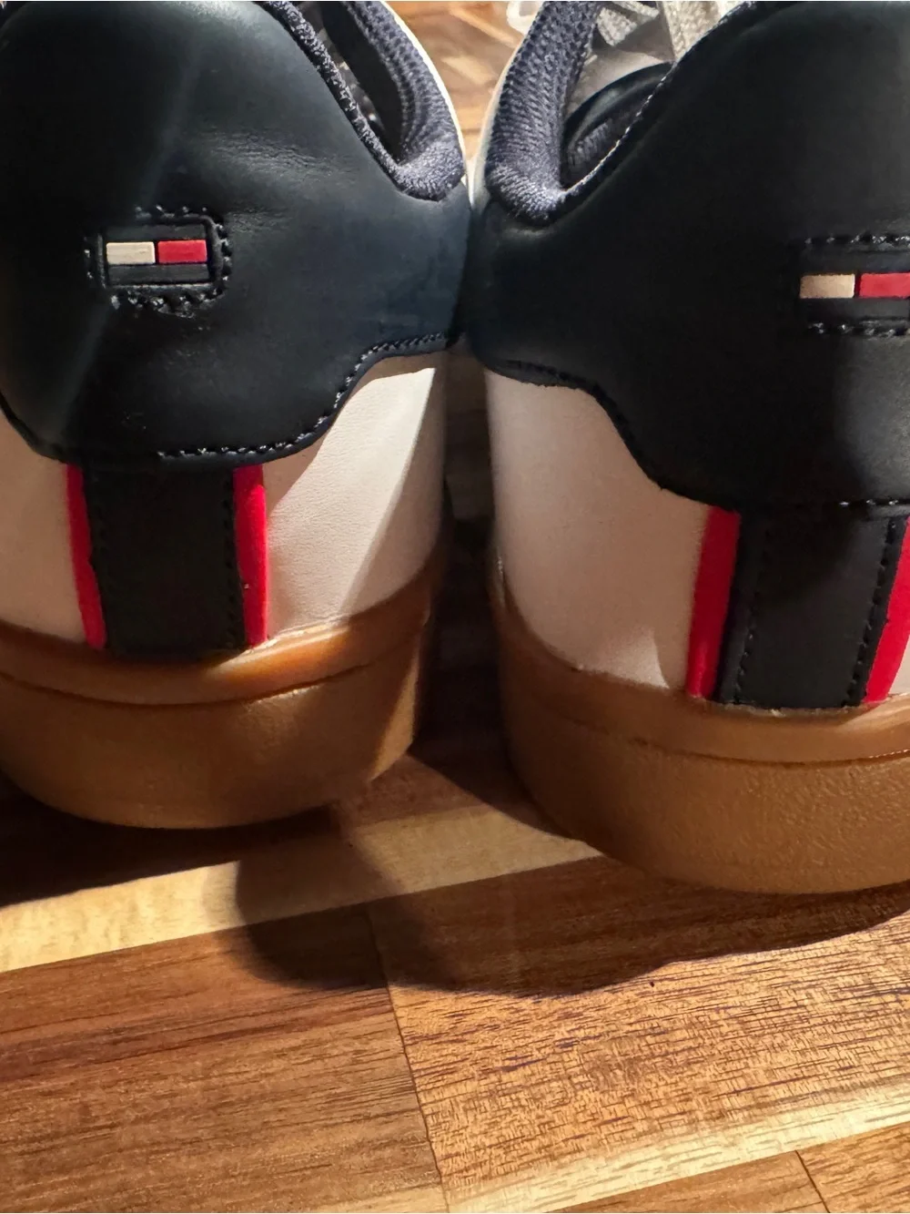 Tommy Hilfiger White and Black Low-Top Lace-Up Sneakers